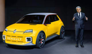 Renault boss, Luca de Meo, stood next to Renault 5